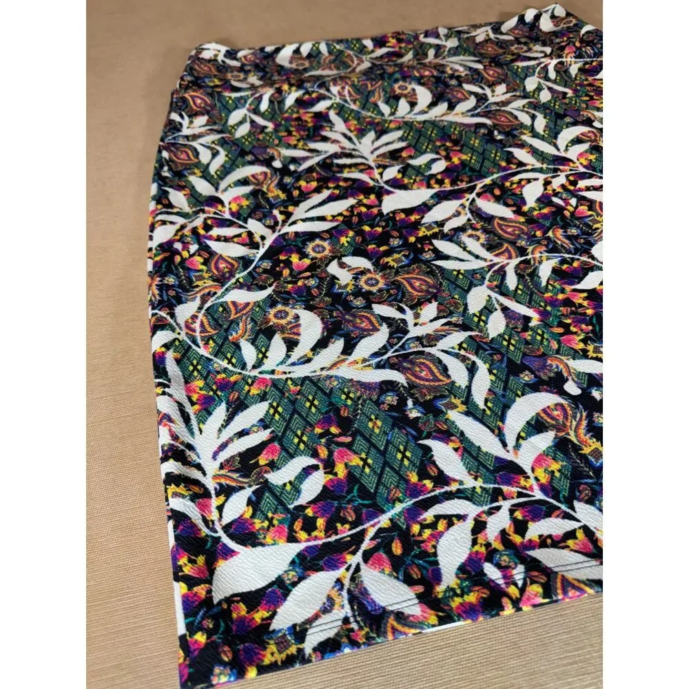 LuLaRoe Skirt, Multicolored Black, orange, pink, green, blue, Size 3XL